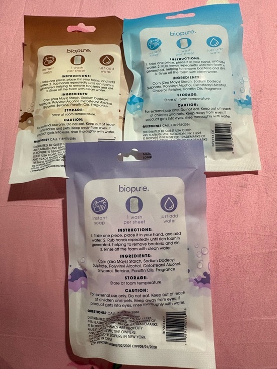 biopure Portable Soap Sheets - Lavender, Coconut, Fresh (Assorted) - Picture 2 of 2